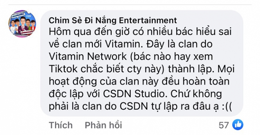 CSDN Studio phủ nhận việc clan mới Vitamin là do Chim Sẻ Đi Nắng tự lập ra 267263
