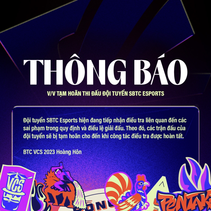 Các trận đấu của SBTC Esports bị hoãn vô thời hạn 302494
