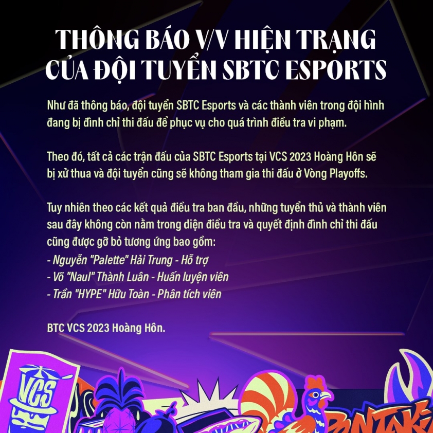 SBTC Esports bị xử thua mọi trận đấu tại VCS 310477