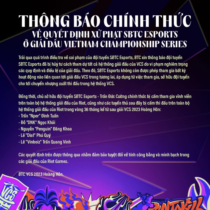 Đội tuyển eSports đông fan nhất nhì Việt Nam bán độ 312800