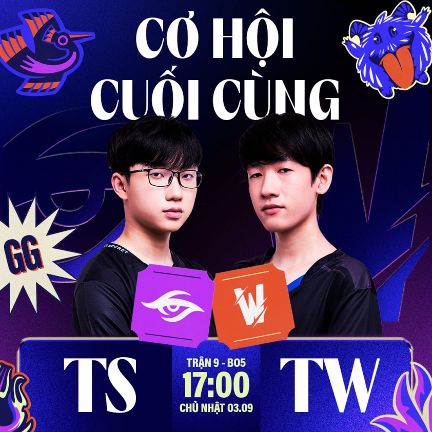 Trực tiếp chung kết nhánh thua VCS hôm nay - Ngày 03/09: TS vs TW 321801