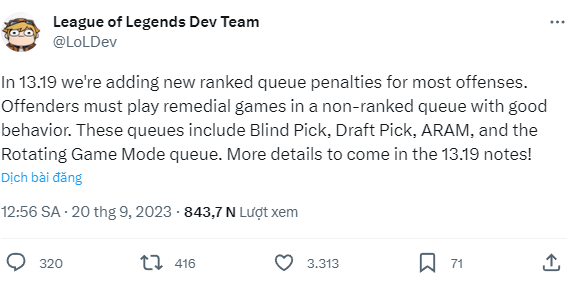 LMHT 13.19: Riot Games áp dụng hình phạt AFK mới 329782
