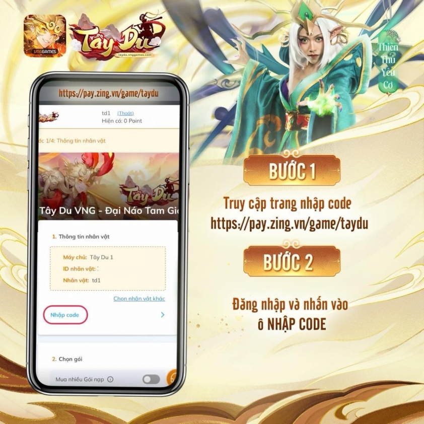 Code Tây Du VNG Đại Náo Tam Giới mới nhất và cách nhập 356782