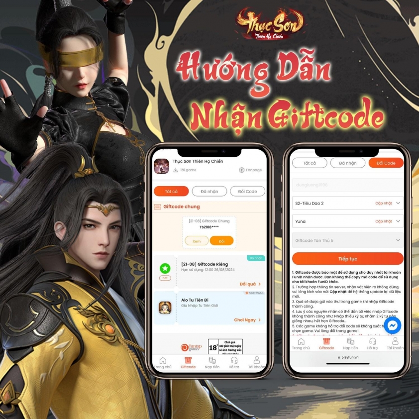Code Thục Sơn Thiên Hạ Chiến mới nhất và cách nhập 516705