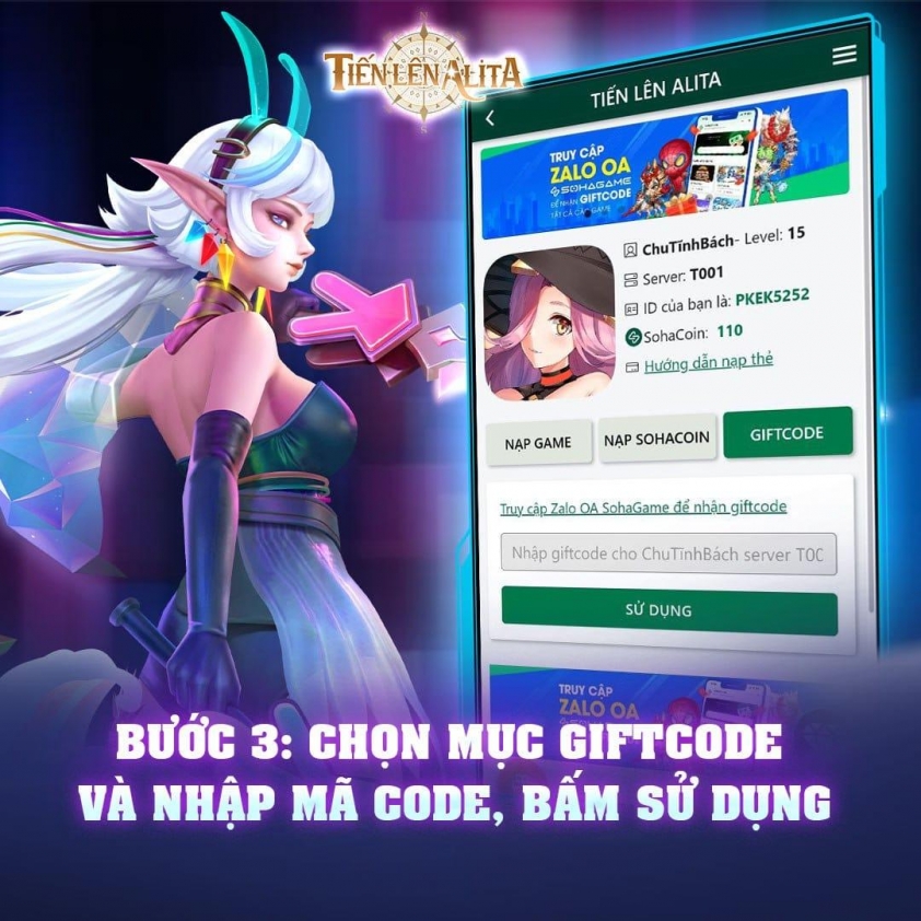Code Tiến Lên Alita mới nhất và cách nhập 564808