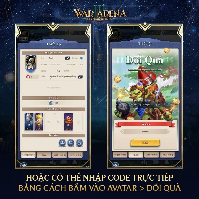 Code War 3 Arena mới nhất 07/2025 và cách nhập 600391