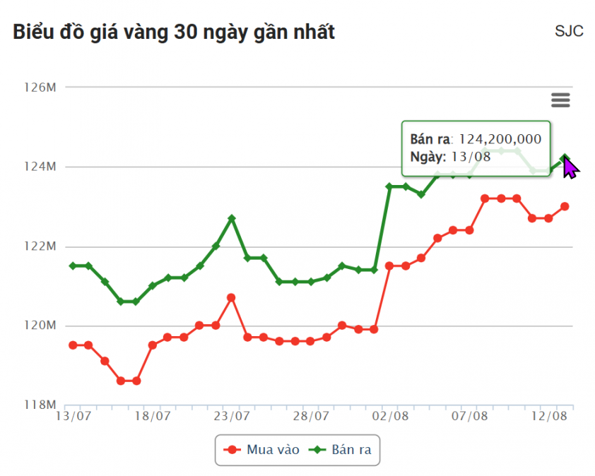 Giá vàng hôm nay tối 13/8: SJC bất ngờ tăng vọt 684071