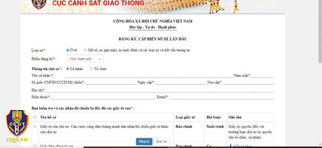 đăng lý xe online