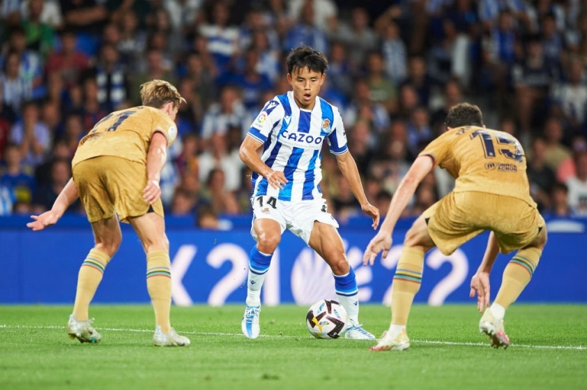 Takefusa Kubo là điểm nhấn bên phía Real Sociedad trong hiệp 1. Ảnh: Getty