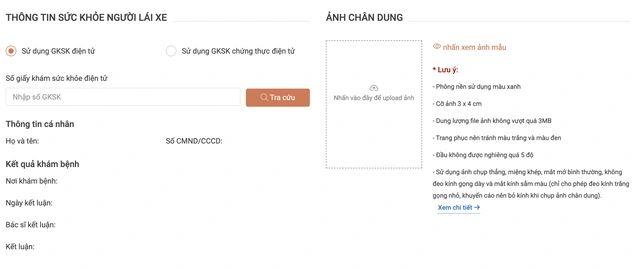Hướng dẫn đổi Giấy phép Lái xe B1, B2 sang C1 trực tuyến 611860