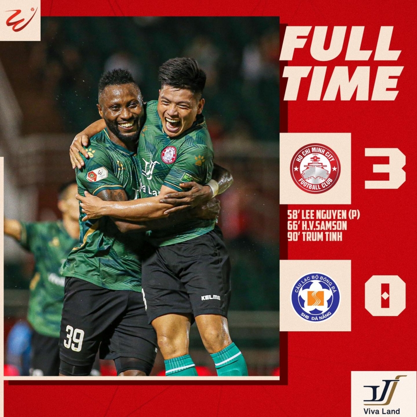 Thắng lợi 3-0 giúp TP HCM trụ hạng trước 2 vòng đấu