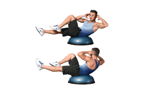 Bosu ball bicycle crunch