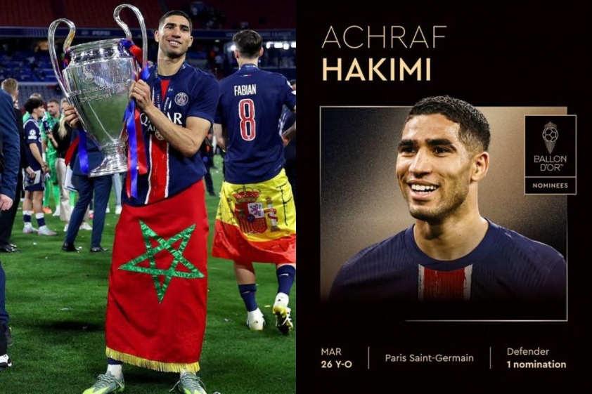 Hakimi được đề cử Quả bóng Vàng sau mùa giải đại thành công cùng PSG.