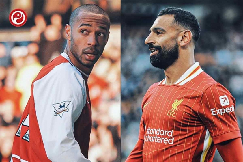 Salah đang có cơ hội vượt mặt Henry để trở thành cầu thủ có nhiều Chiếc giày vàng nhất lịch sử Ngoại Hạng Anh (Ảnh: Squawka).