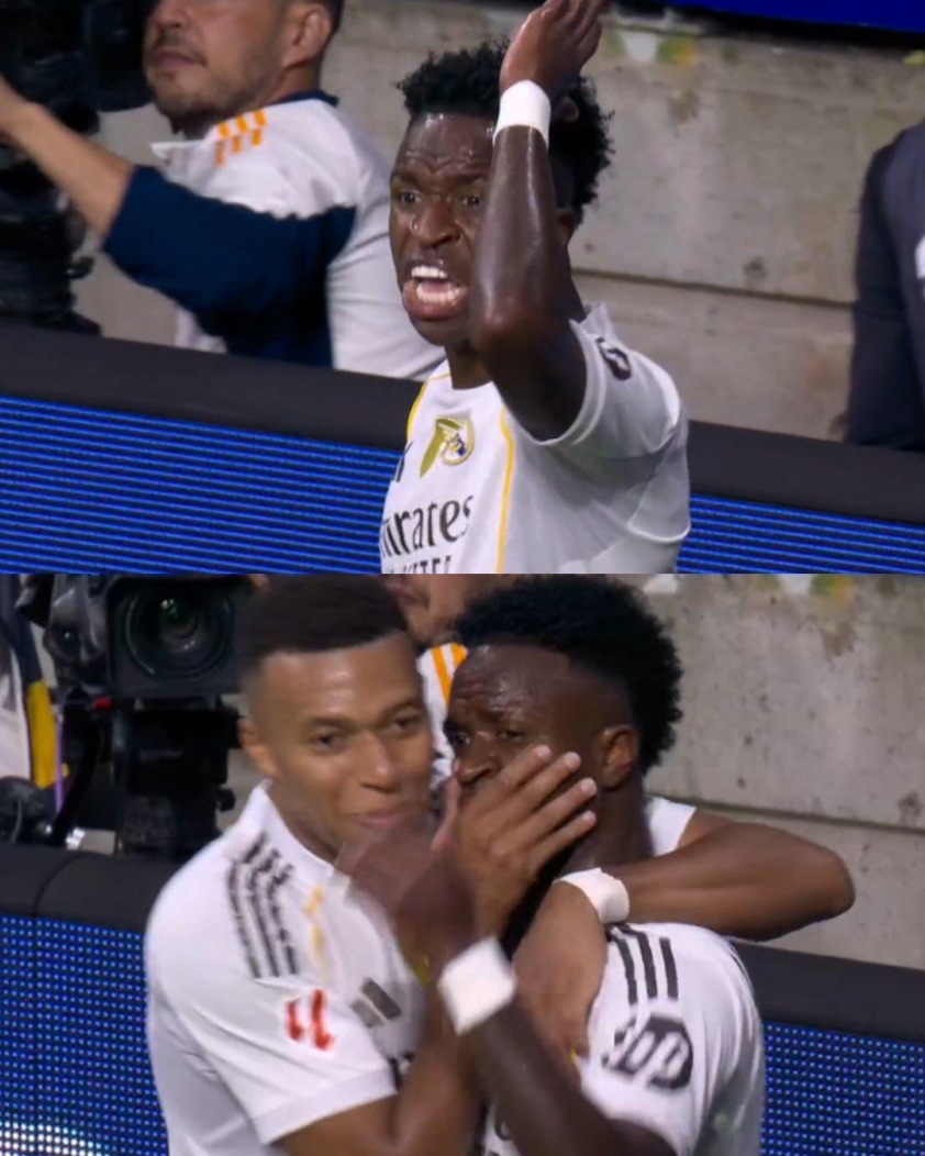 Khoảnh khắc khéo léo xử lý của Mbappe với Vinicius - Ảnh: @losblancos