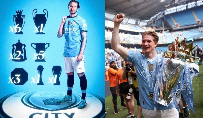 Thành tích đồ sộ của siêu sao người Bỉ trong màu áo Man City. (Ảnh: X @KDBZone)