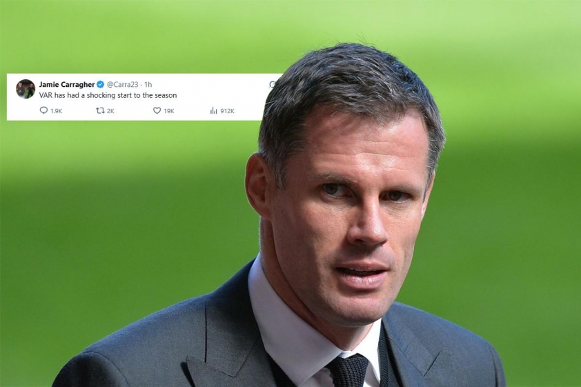 Jamie Carragher chê bai sự tệ hại của VAR ngay từ đầu mùa giải trên trang X cá nhân.