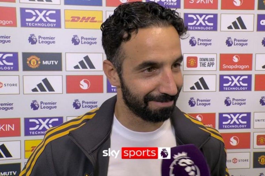 Ruben Amorim trả lời phỏng vấn sau trận đấu (Ảnh: Sky Sports).