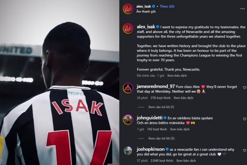 Alexander Isak đã phá vỡ sự im lặng của mình với người hâm mộ Newcastle sau khi chuyển đến Liverpool.