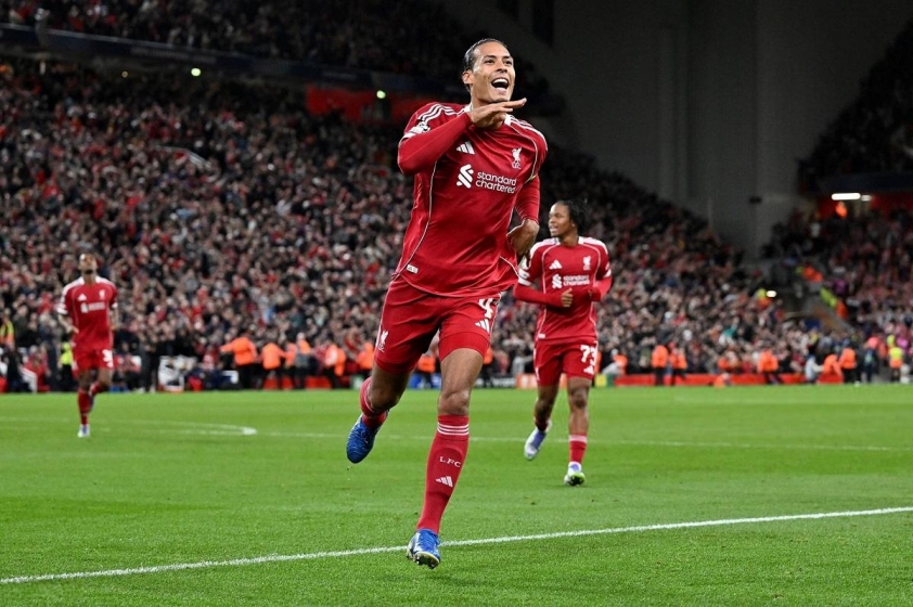 Bàn thắng kết liễu Atletico của van Dijk. (Ảnh: Nền tảng X)