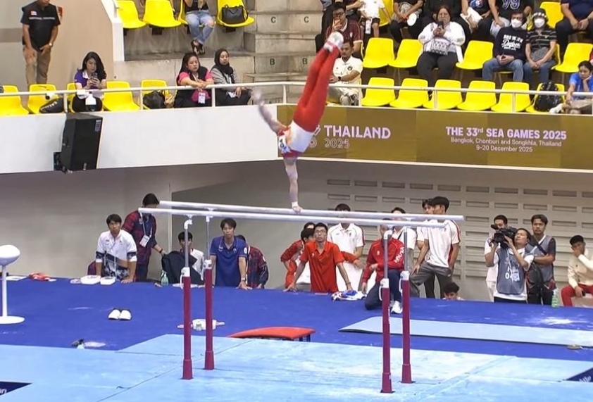 Những động tác có độ khó rất cao của Đinh Phương Thành trong phần thi của mình. 