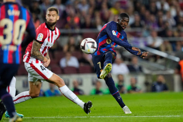 Dembele ghi bàn và kiến tạo trong hai bàn thắng đầu tiên của Barca