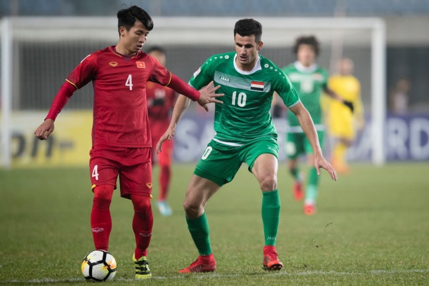 Bùi Tiến Dũng và các đồng đội từng đánh bại U23 Iraq tại VCK U23 châu Á 2018. (Ảnh: Getty)
