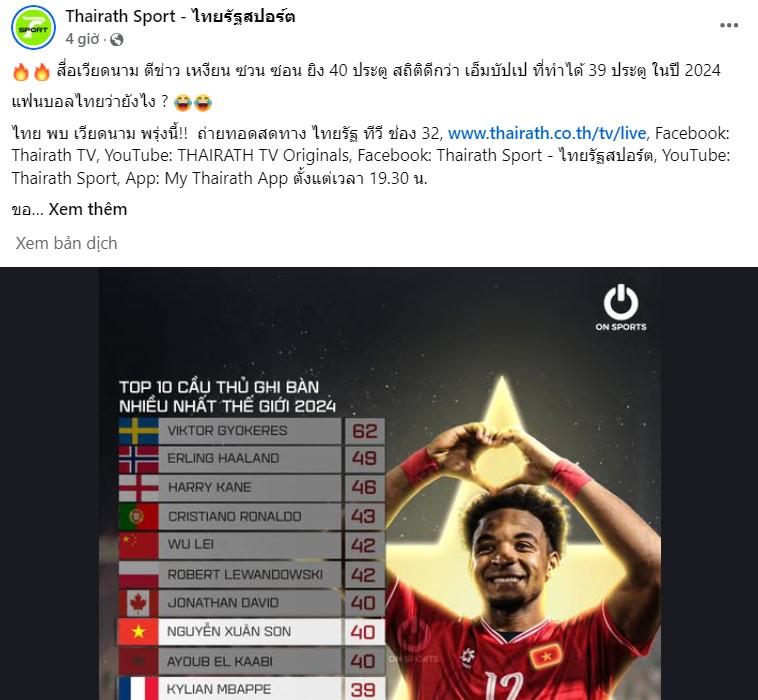CĐV Thái Lan phản ứng khi Việt Nam có tiền đạo ghi bàn nhiều hơn Mbappe 577384