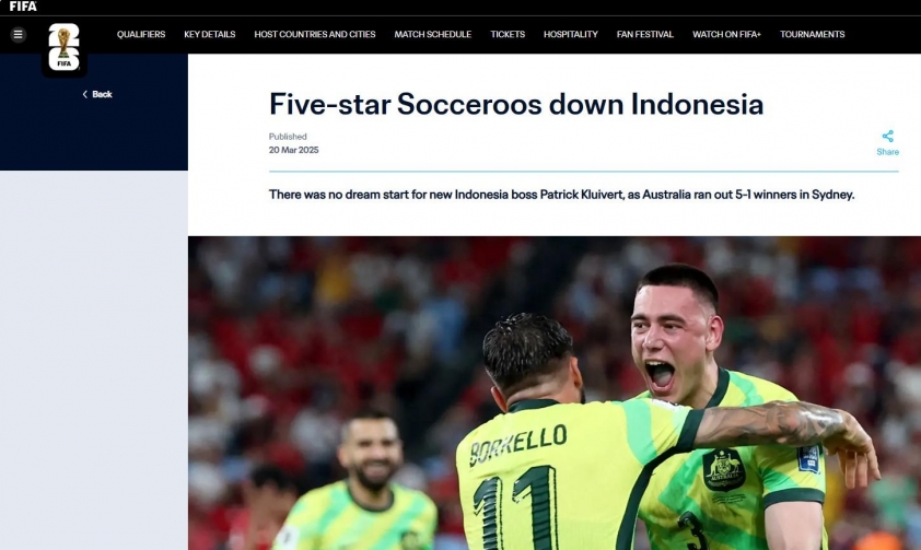 FIFA nhận xét thật lòng về trận Indonesia thua đậm Úc 607979