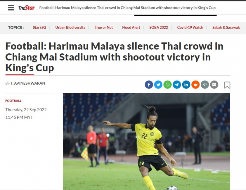 Truyền thông Malaysia chế giễu CĐV Thái Lan sau thắng lợi tại King's Cup 191909