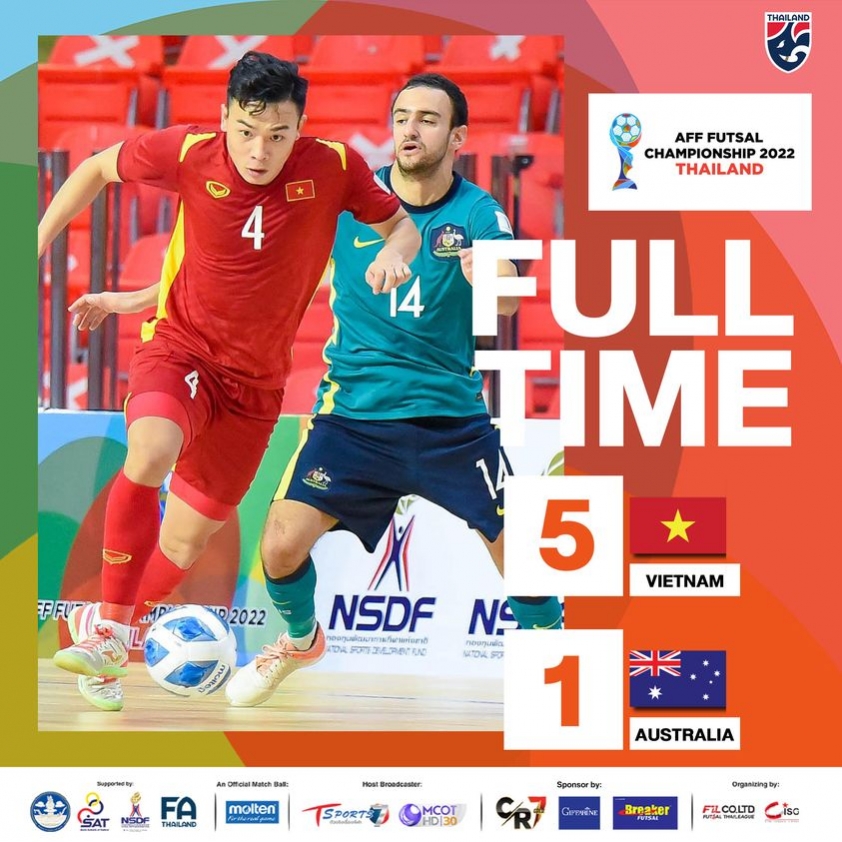 Thắng đậm Úc, ĐT Futsal Việt Nam giành vé vào Bán kết giải AFF 125019