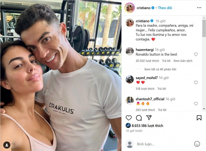 Ronaldo thể hiện sự ấm áp với 'vợ hờ' Georgina 587904
