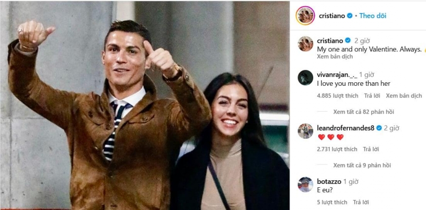 Ronaldo nói lời 'mật ngọt' với Georgina trong ngày Valentine 593402