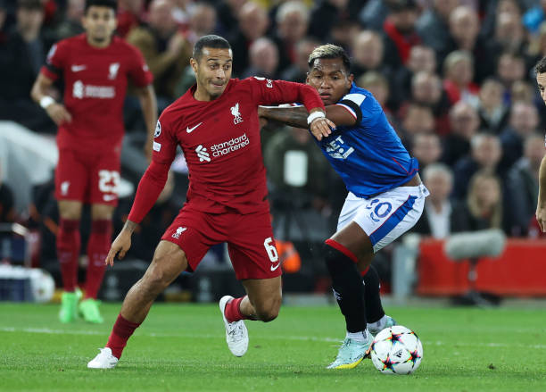 Liverpool tràn lên phần sân Rangers ngay từ những phút đầu tiên. Ảnh: Getty