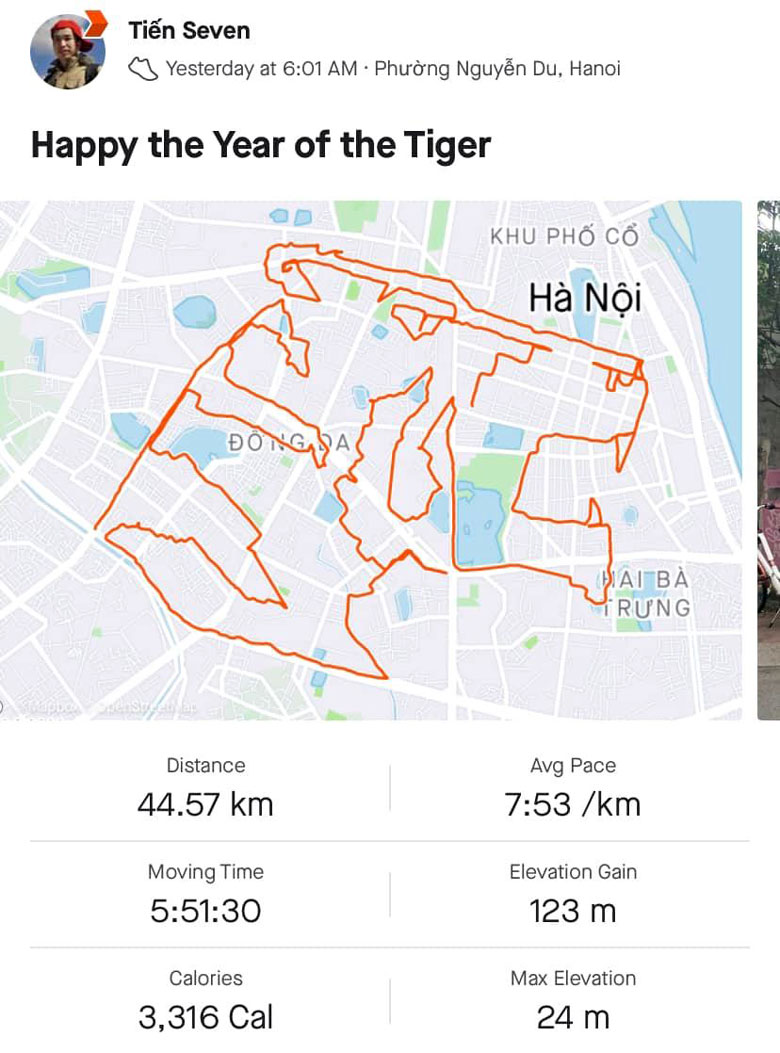 Đón năm Dần, VĐV điền kinh Việt Nam chạy hơn 100km vẽ hình 'ông Ba Mươi' 108536