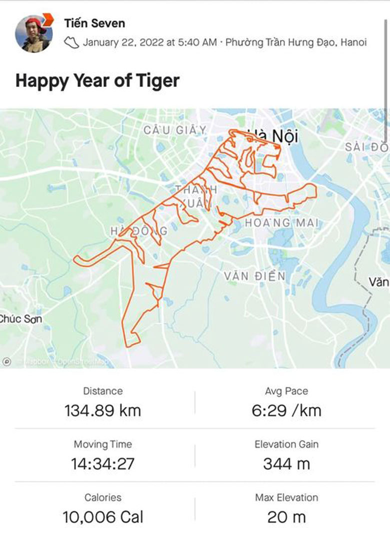 Đón năm Dần, VĐV điền kinh Việt Nam chạy hơn 100km vẽ hình 'ông Ba Mươi' 108537