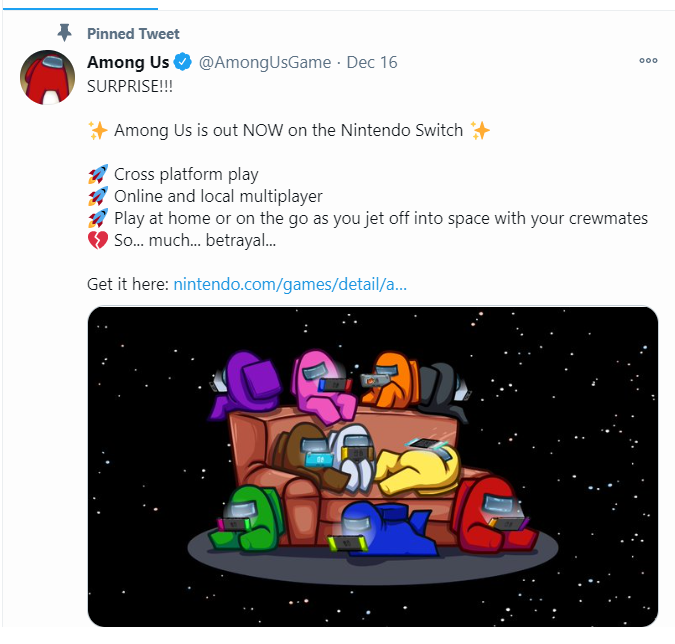 Among Us da co the choi tren Nitendo Switch