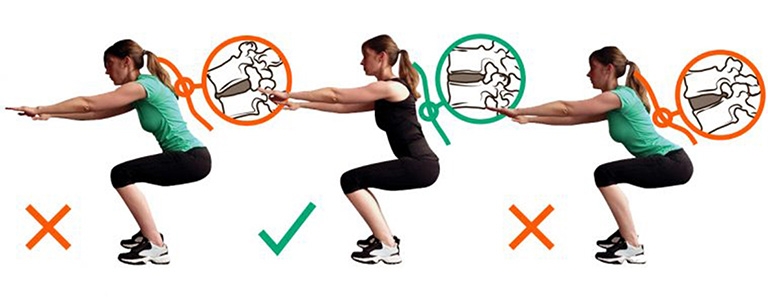 Squats sai tu the co the dan toi dau khop goi