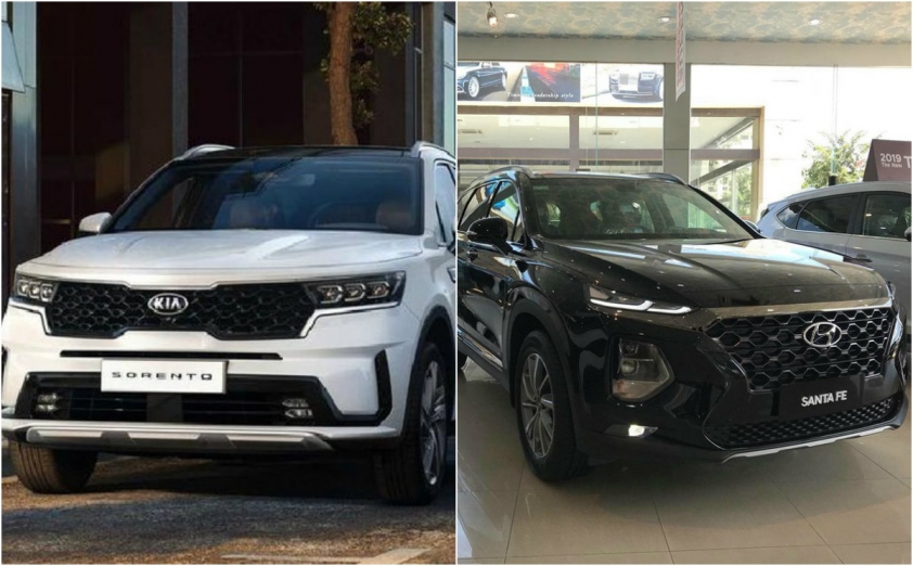 Ngoại thất Kia Sorento 2021 và Hyundai SantaFe