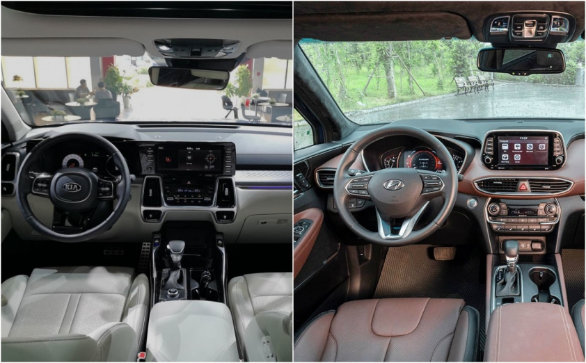 Nội thất Kia Sorento 2021 và Hyundai SantaFe