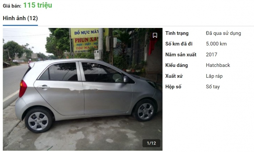 chiếc Kia Morning 2017 được rao bán