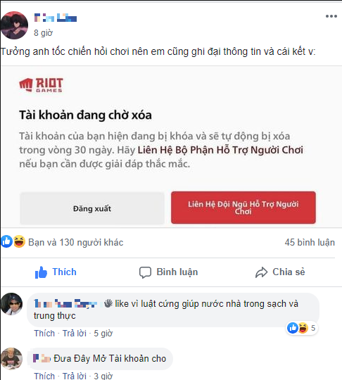 VNG xoa tai khoan dien sai thong tin ca nhan