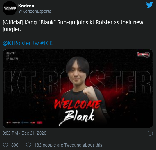 Blank gia nhap KT Rolster