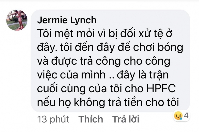 Jermie Lynch: 'Hải Phòng nợ tiền tôi, đây có thể là trận đấu cuối cùng' Ảnh 1