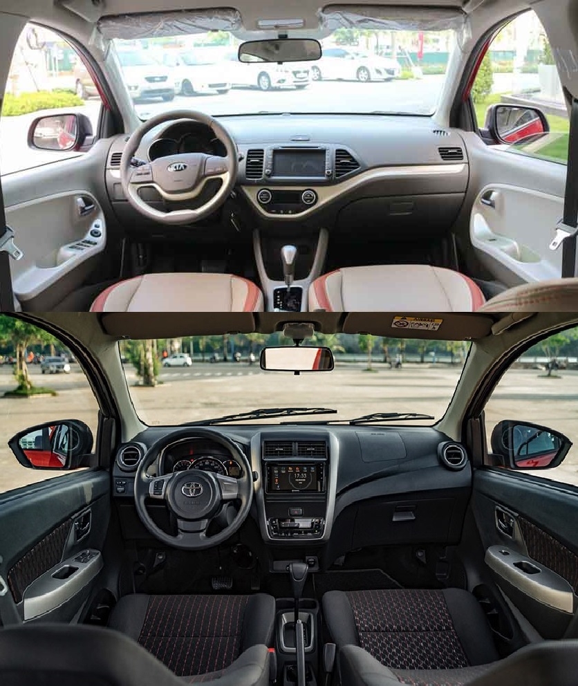 Nội thất Kia Morning và Toyota Wigo