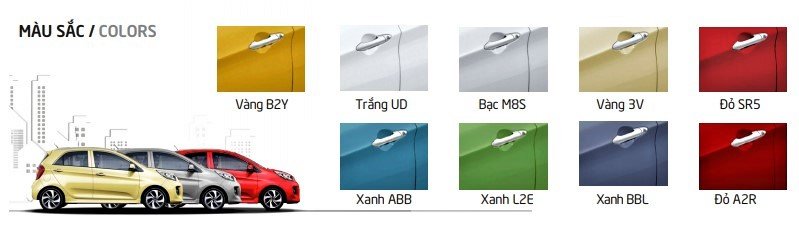 Bảng màu xe Kia Morning