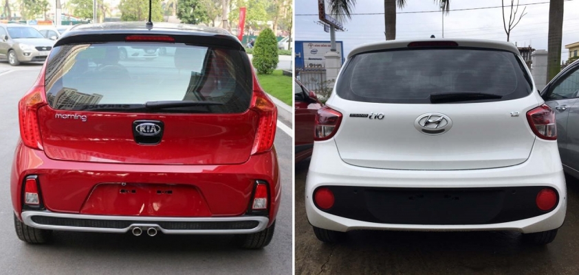 Đuôi xe Kia Morning và Huyndai i10
