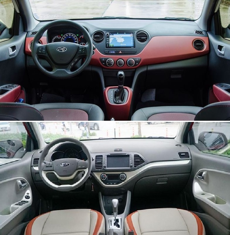 Nội thất Hyundai Grand i10 và Kia Morning