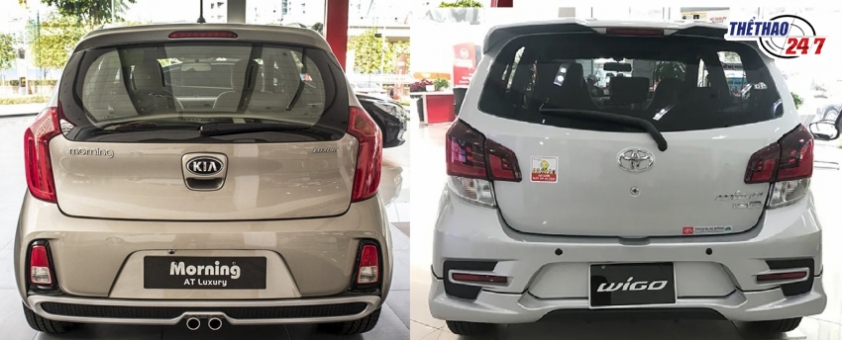 Đuôi xe Kia Morning và Toyota Wigo