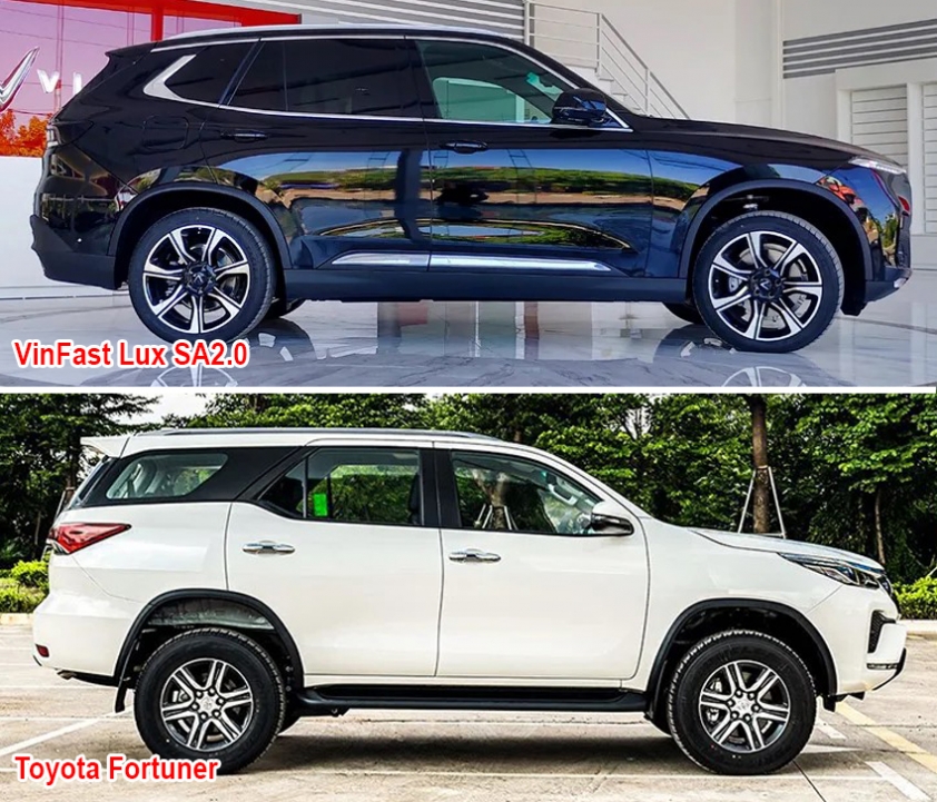 Ngoại thất VinFast Lux SA2.0 và Toyota Fortuner